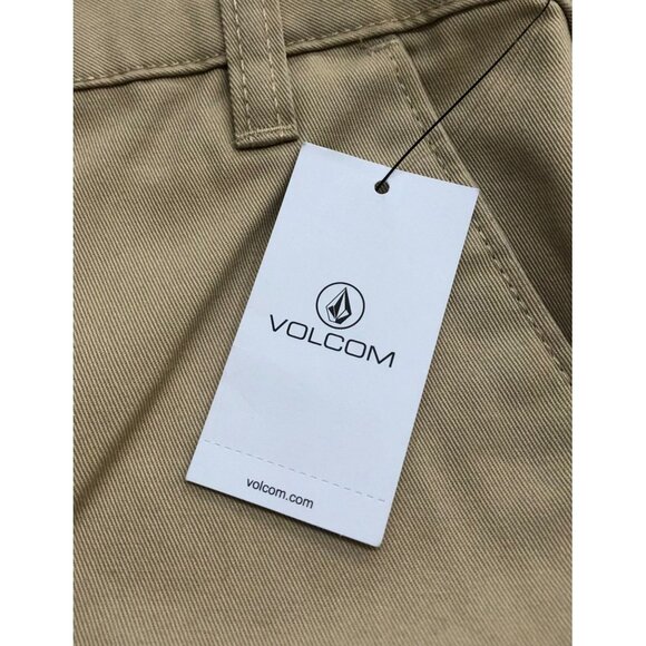 Volcom Womens Chickie Highrise Size 28 Beige Flat Front Pants New with Tags - Picture 2 of 8